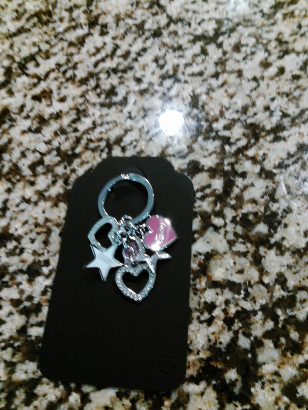 Coach Pink Heart & Star Phone Charm Keychain